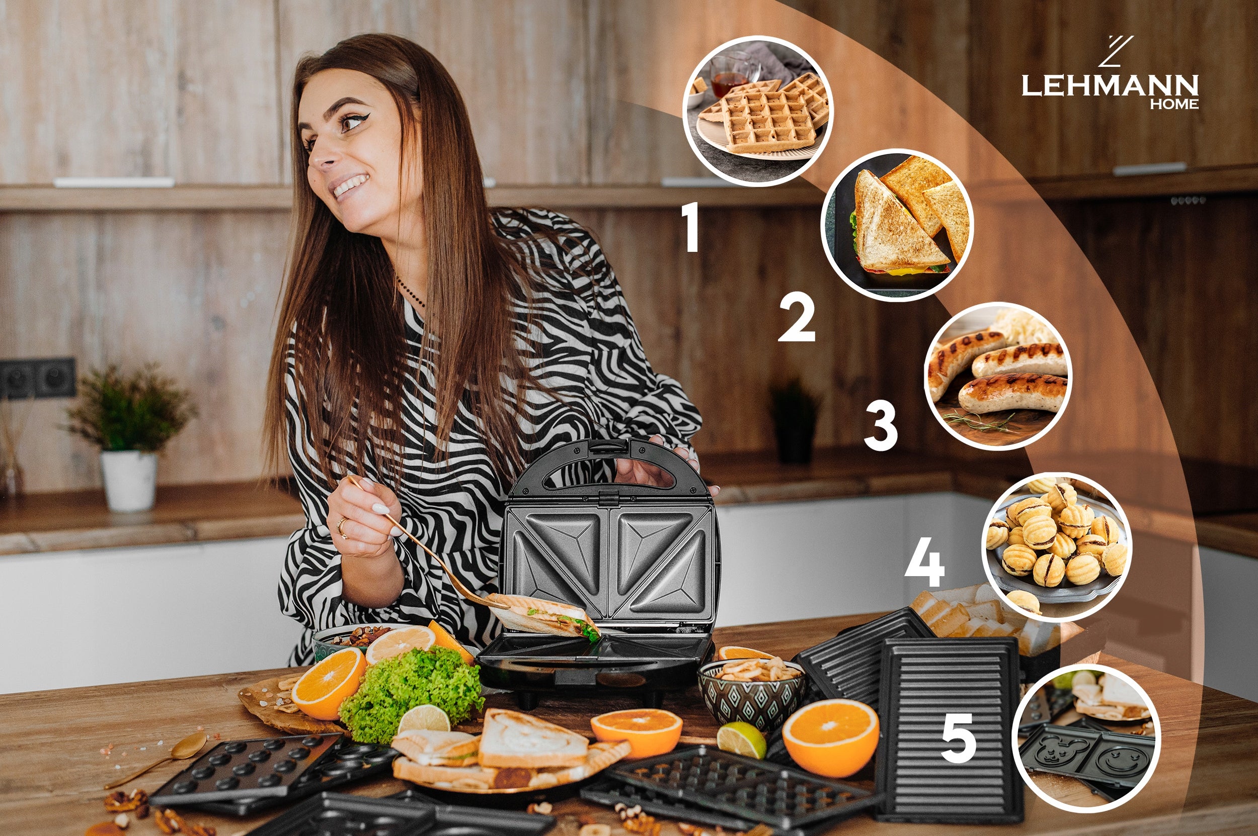 SANDWICH TOASTER WAFFLE IRON GRILL ELECTRIC TOASTER STRONG PANINI 5IN1 Packaging status original