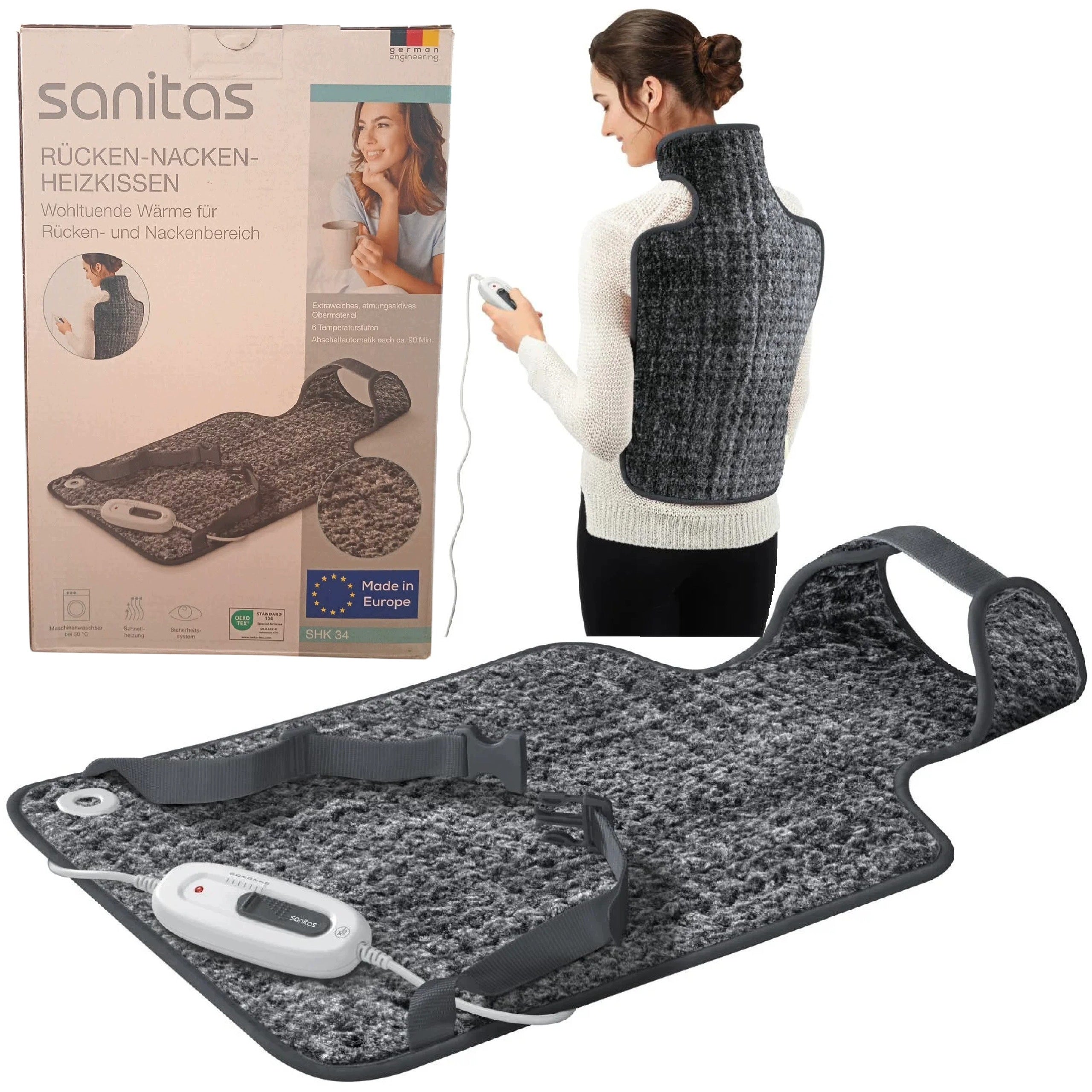SANITAS SHK 34 Electric back cushion neck 6 heat levels grey