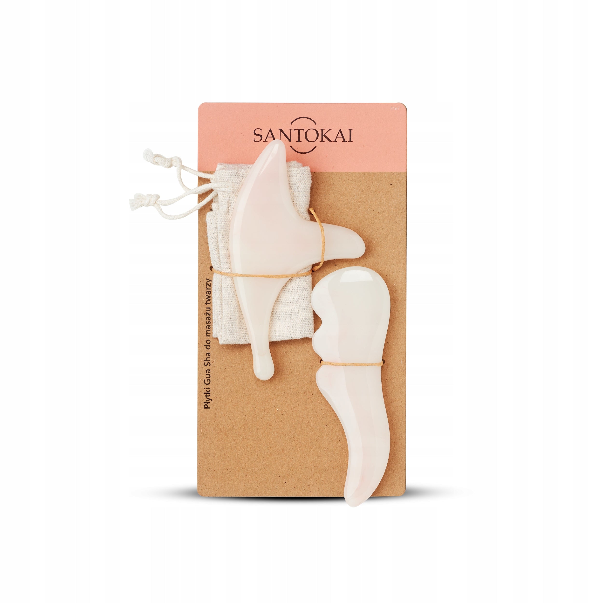 SANTOKAI Gua Sha Tiles, Face Lymphatic Massage + Cotton Bag
