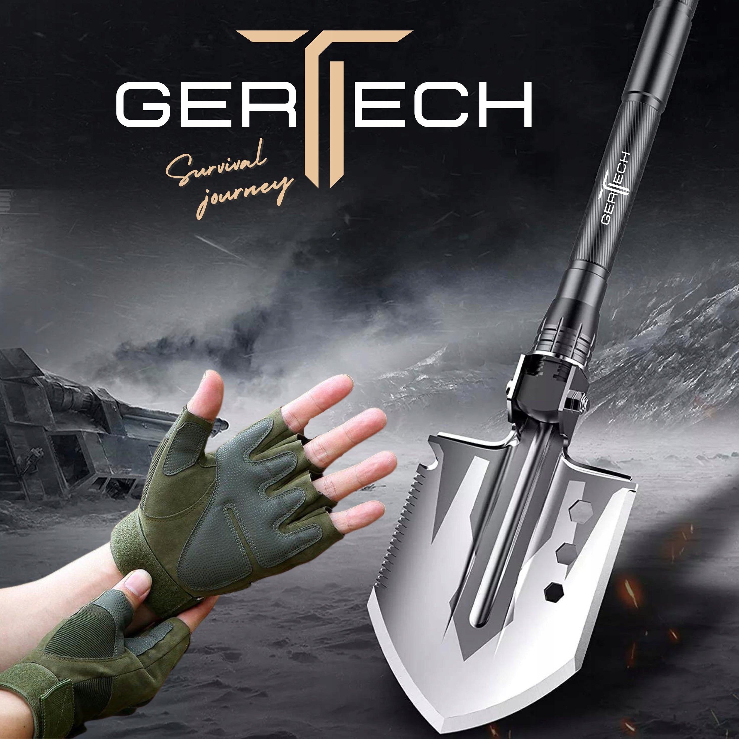 SAPPER FOLDING MILITARY TACTICAL KNIFE Multifunctional shovel 16in1 GERTECH Packaging status original