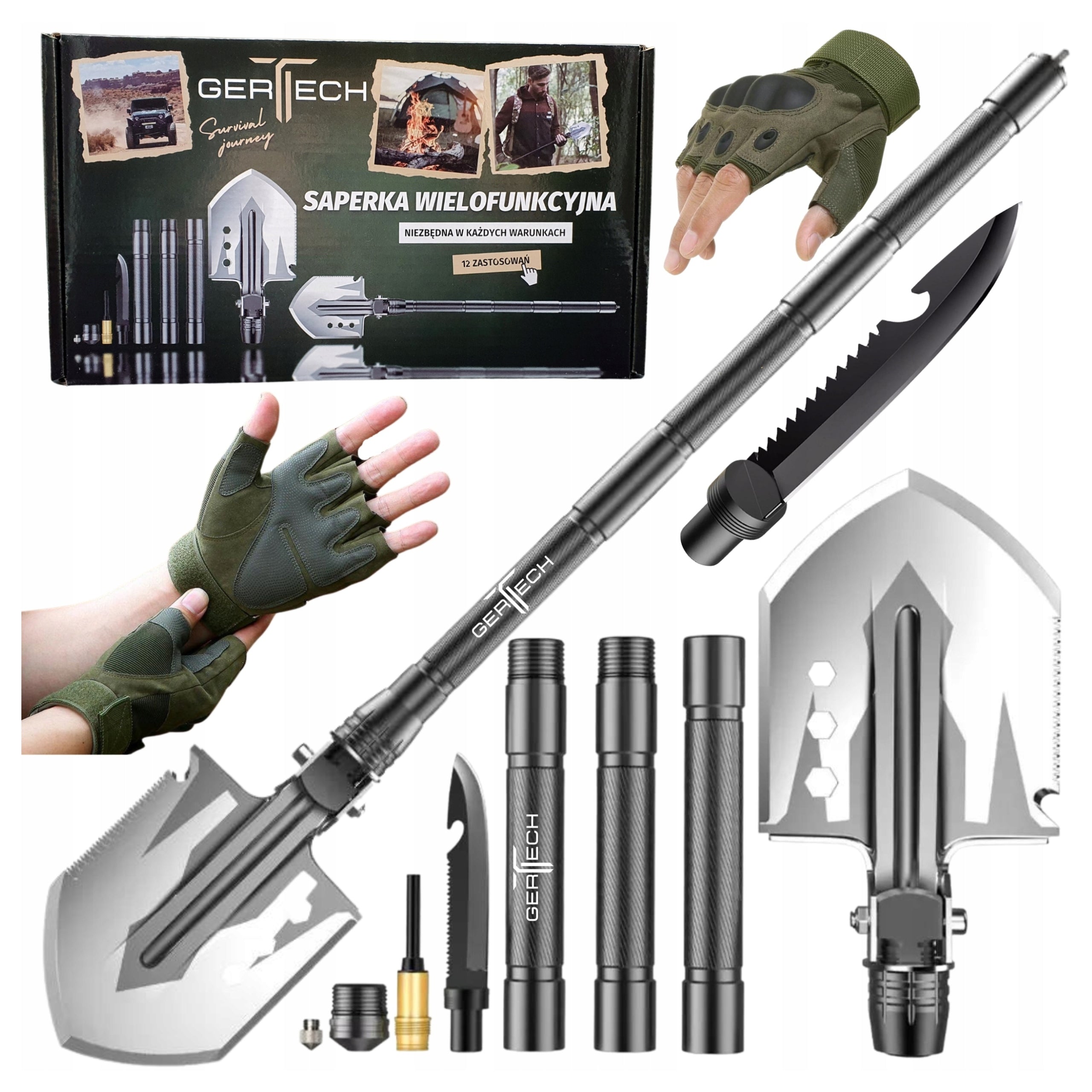 SAPPER FOLDING MILITARY TACTICAL KNIFE Multifunctional shovel 16in1 GERTECH