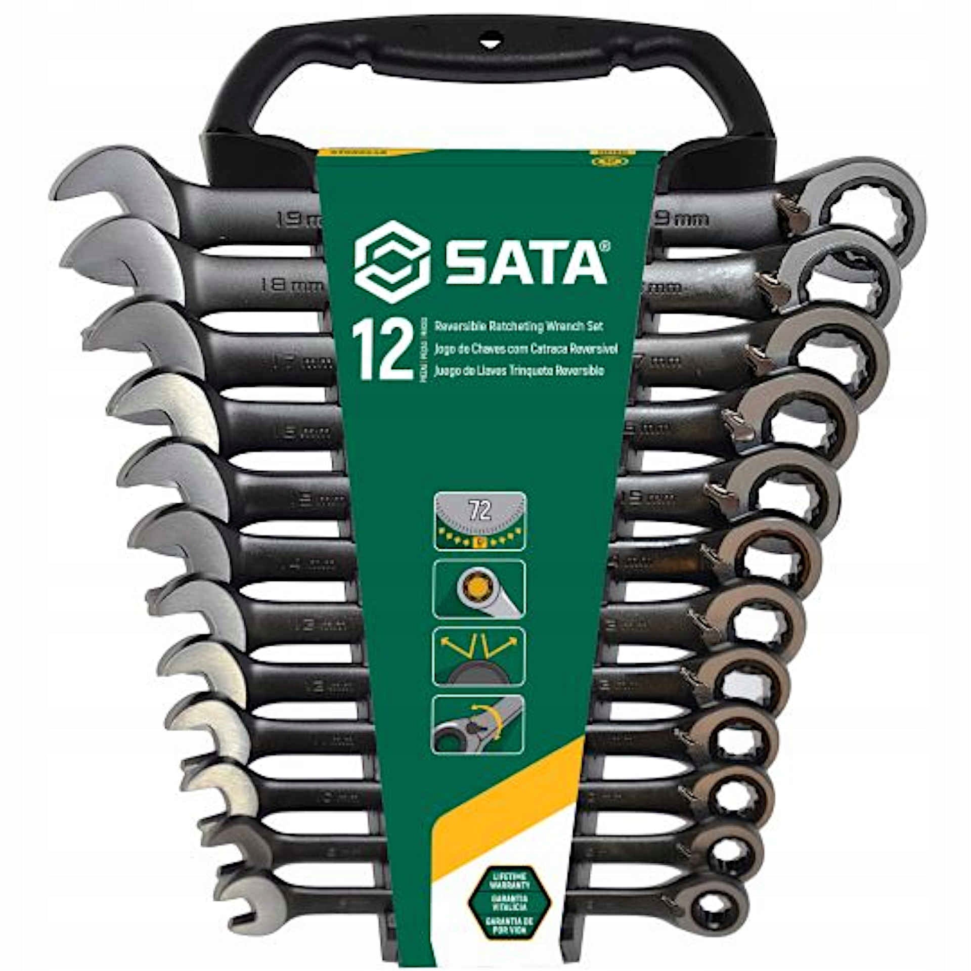 SATA 12 Wrenches Flat Eyelet Ratchet 08044