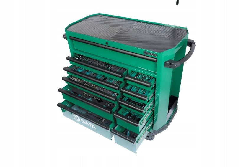 SATA CABINET TOOL TROLLEY GREEN 11 DRAWERS WITH EQUIPMENT 503el. Manufacturer code ST95114G-PRO_503