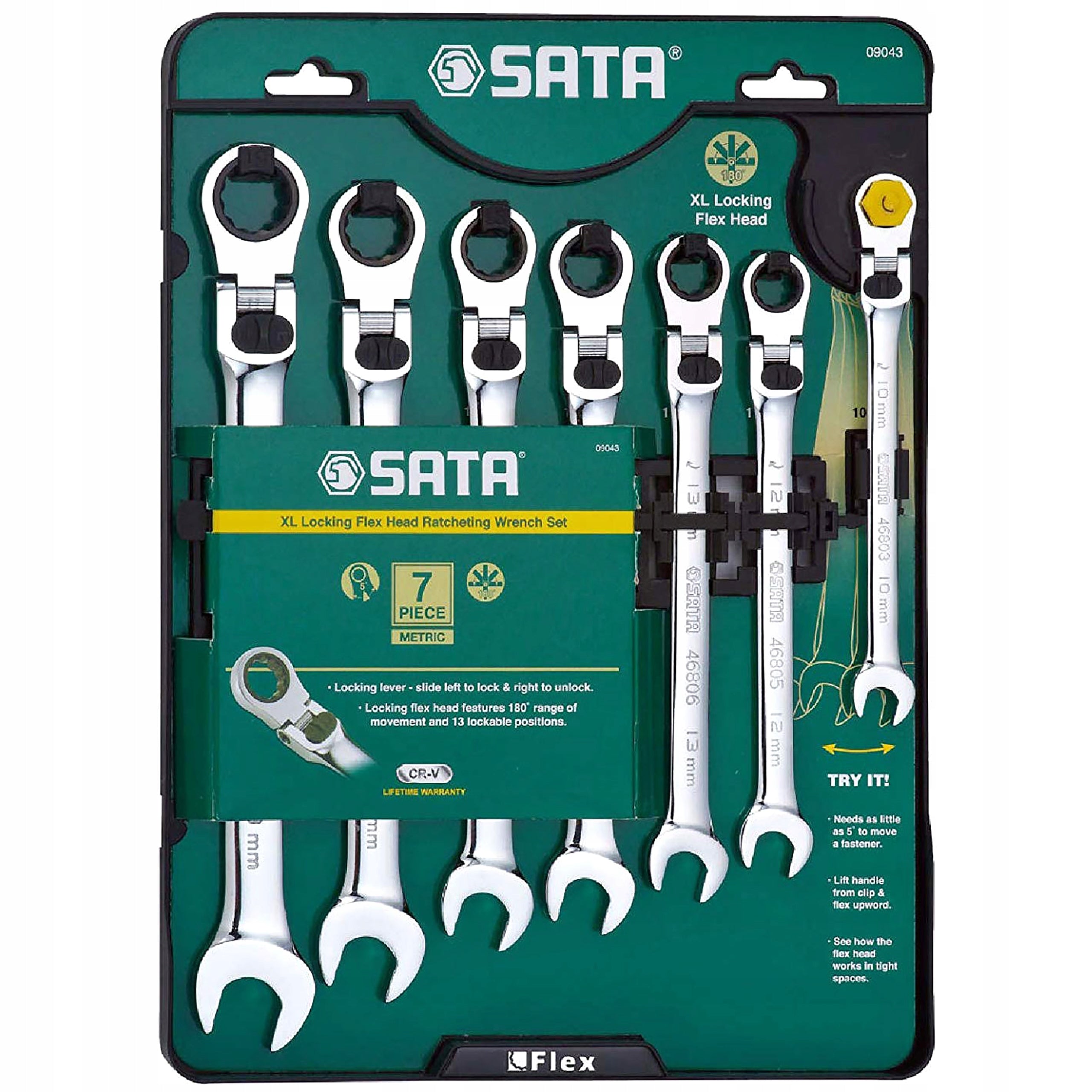 SATA FLAT EYE WRENCHES BROKEN 09043 7PCS. Key type combination