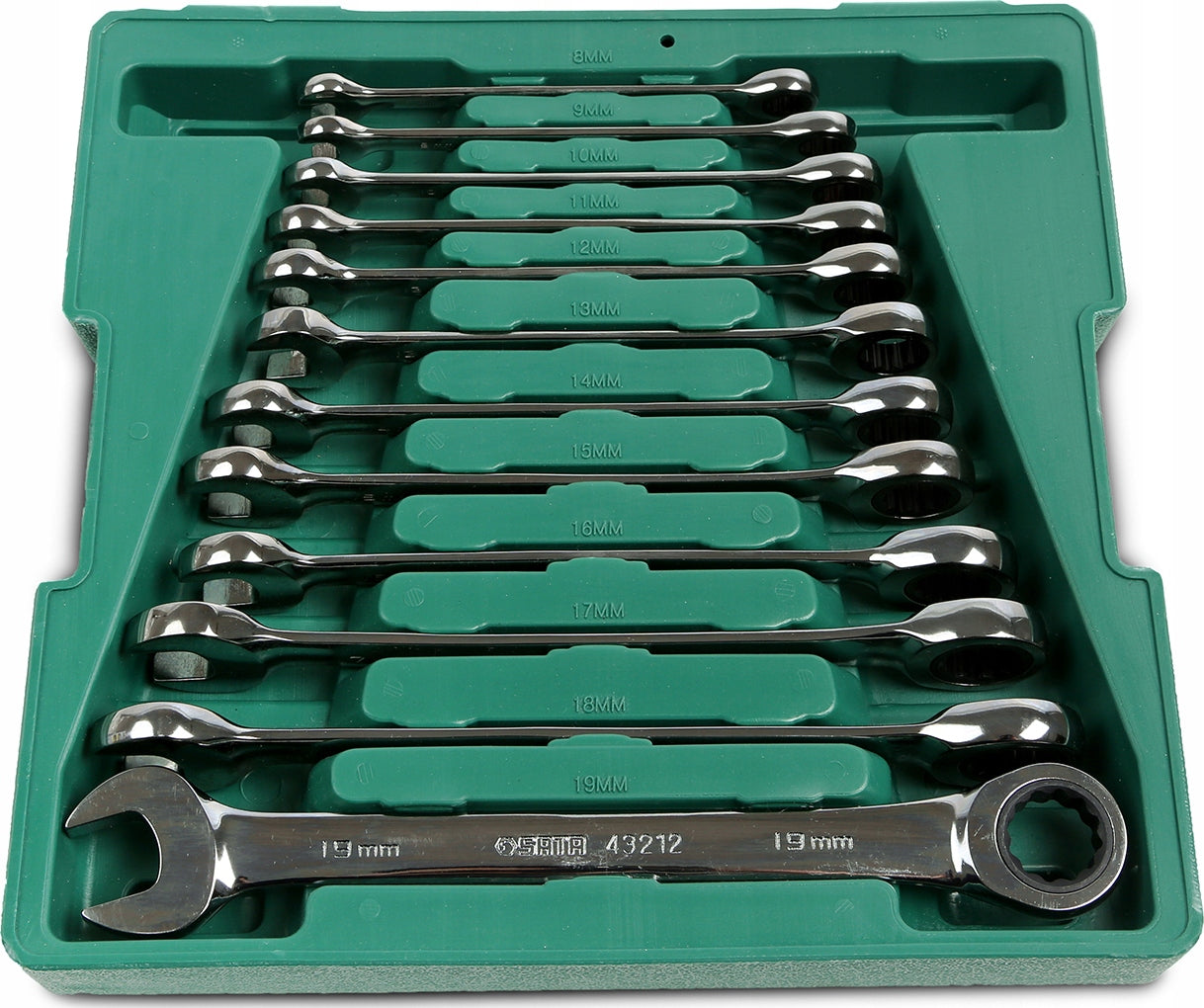 SATA FLAT RING WRENCHES WITH RATCHET CASE SET Product weight with unit packaging 2 kg