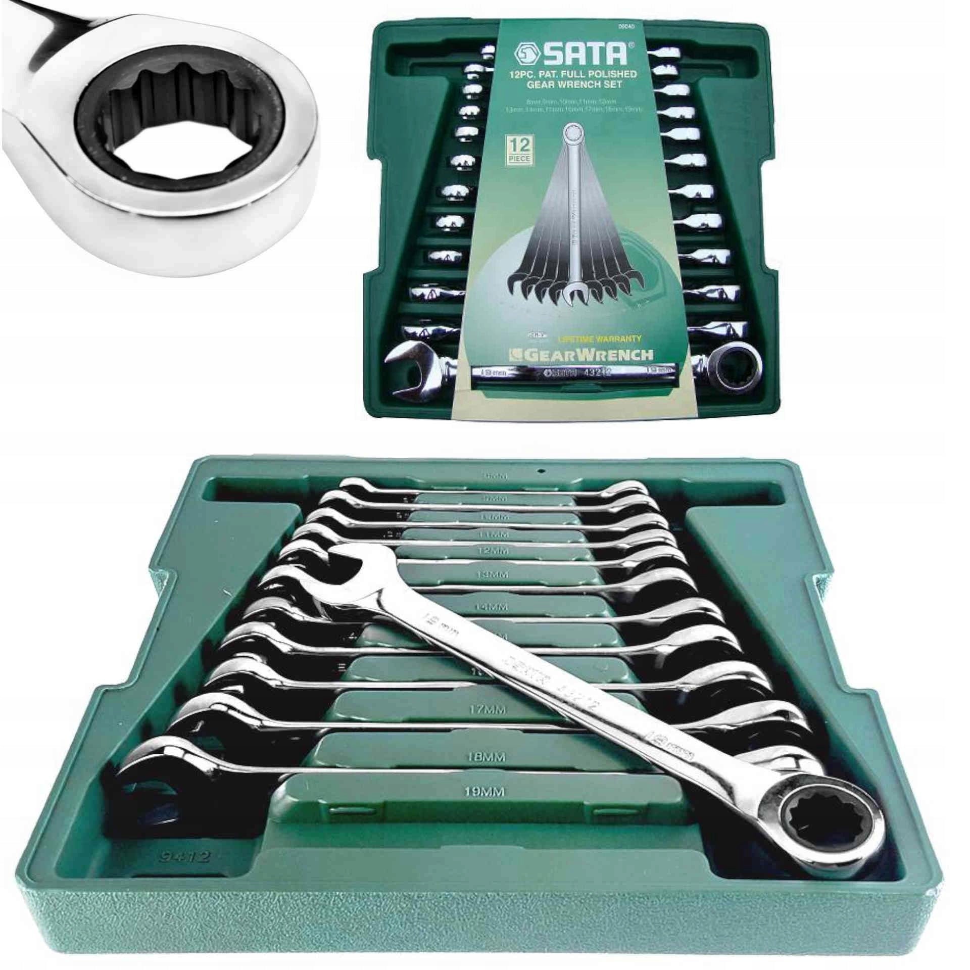 SATA FLAT RING WRENCHES WITH RATCHET CASE SET