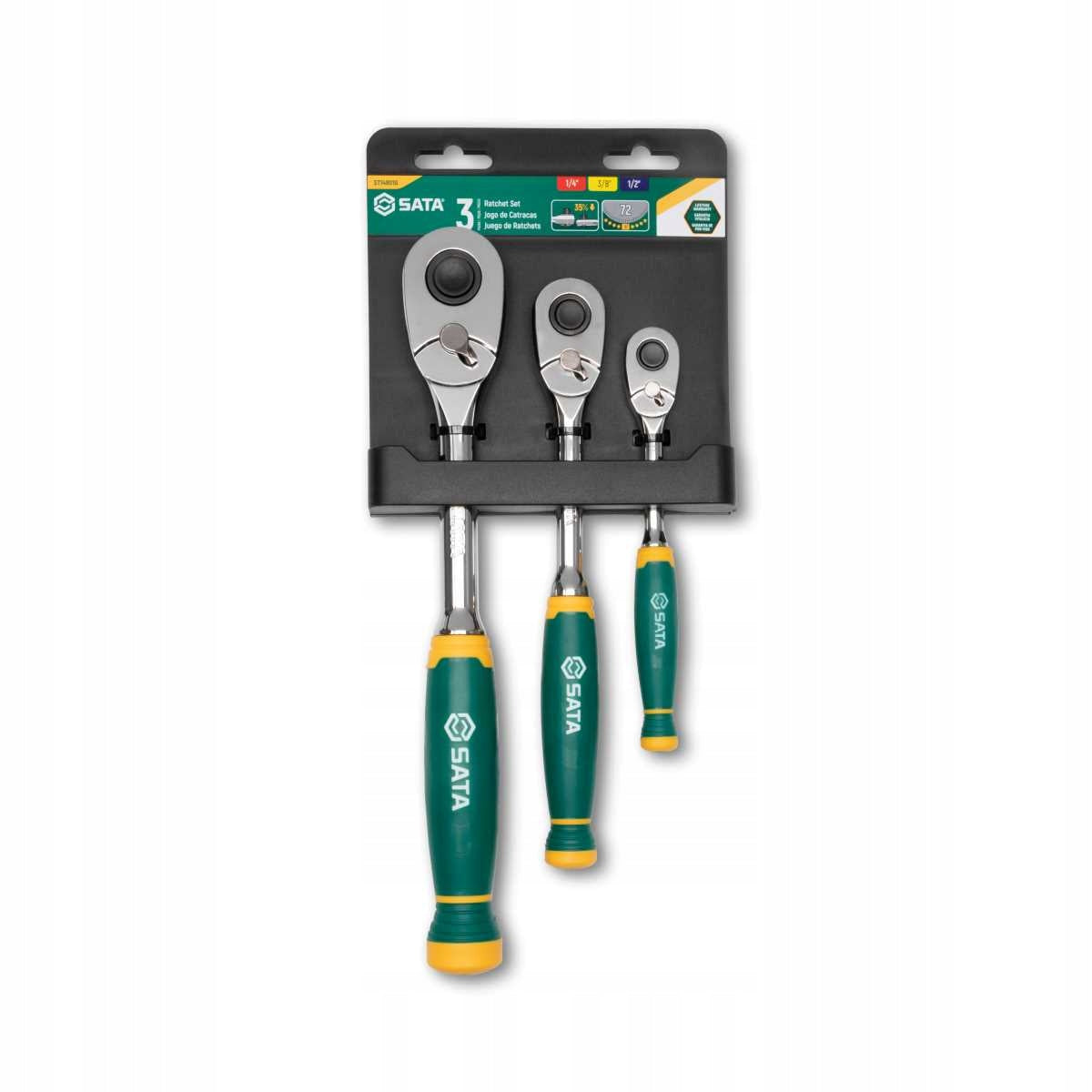 SATA Professional Ratchet Set 1/4" 3/8" 1/2" 72 Teeth ST14901G