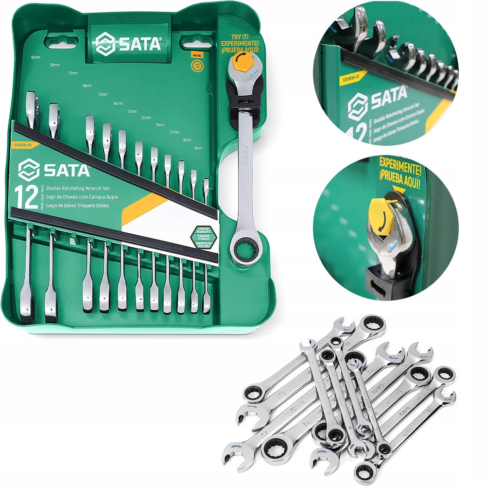 SATA Set of 12 Double Ratchet Wrenches 09066