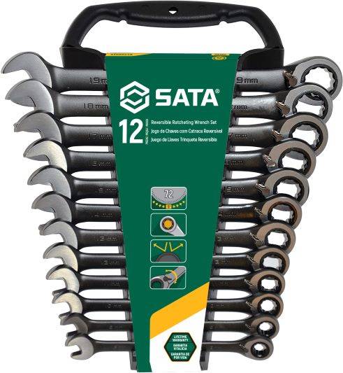 SATA Set of 12 ratchet wrenches with direction switch 08044B black Brand SATA