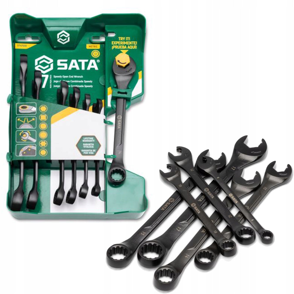 SATA Set of 7 ratcheting wrenches 8-17mm CRV ST47530