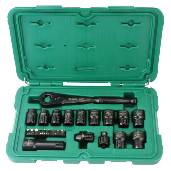 SATA Set of through socket wrenches + ratchet + ST09060G tips Manufacturer code ST09060SJ