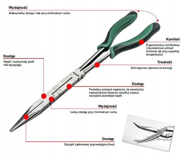 SATA long bent ARTICULATED pliers 45° 340MM Brand SATA