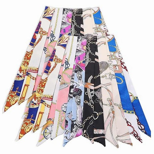 SATIN SCARF WOMEN'S NARROW ELEGANT FOR HANDBAG 12 PCS GIFT