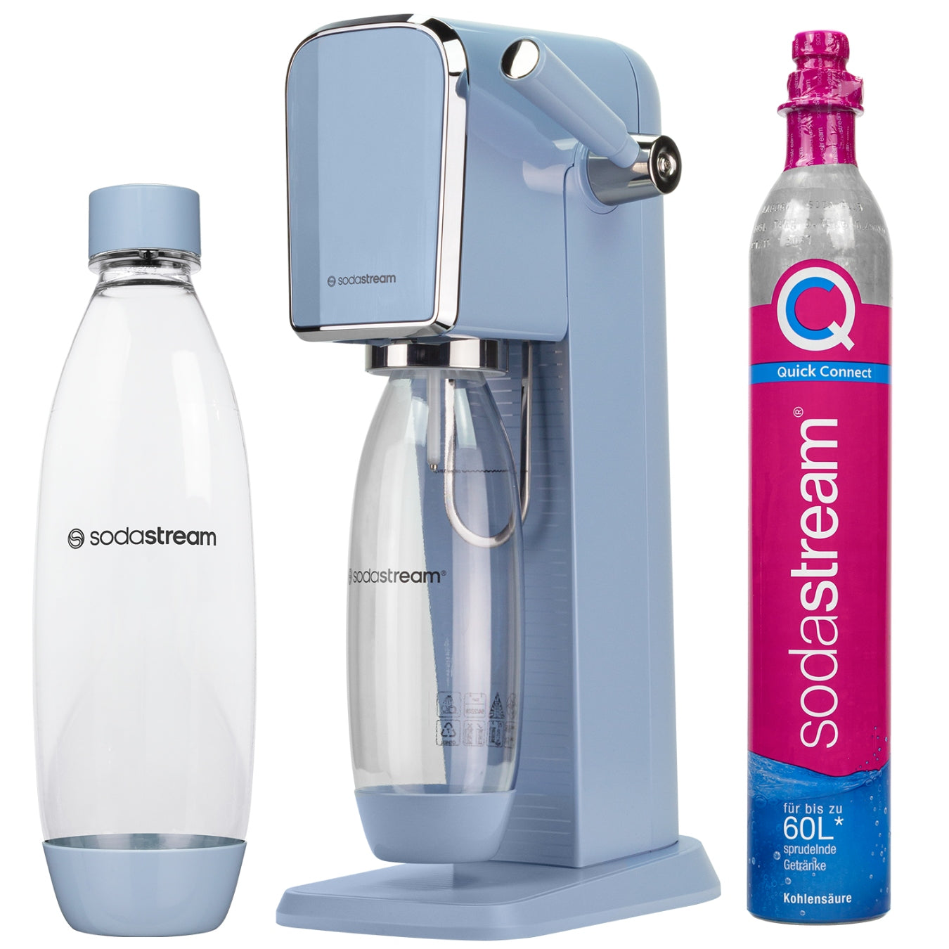 SATURATOR SODASTREAM ART BLUE ONE BOTTLE + CARTRIDGE FOR GASSING WATER