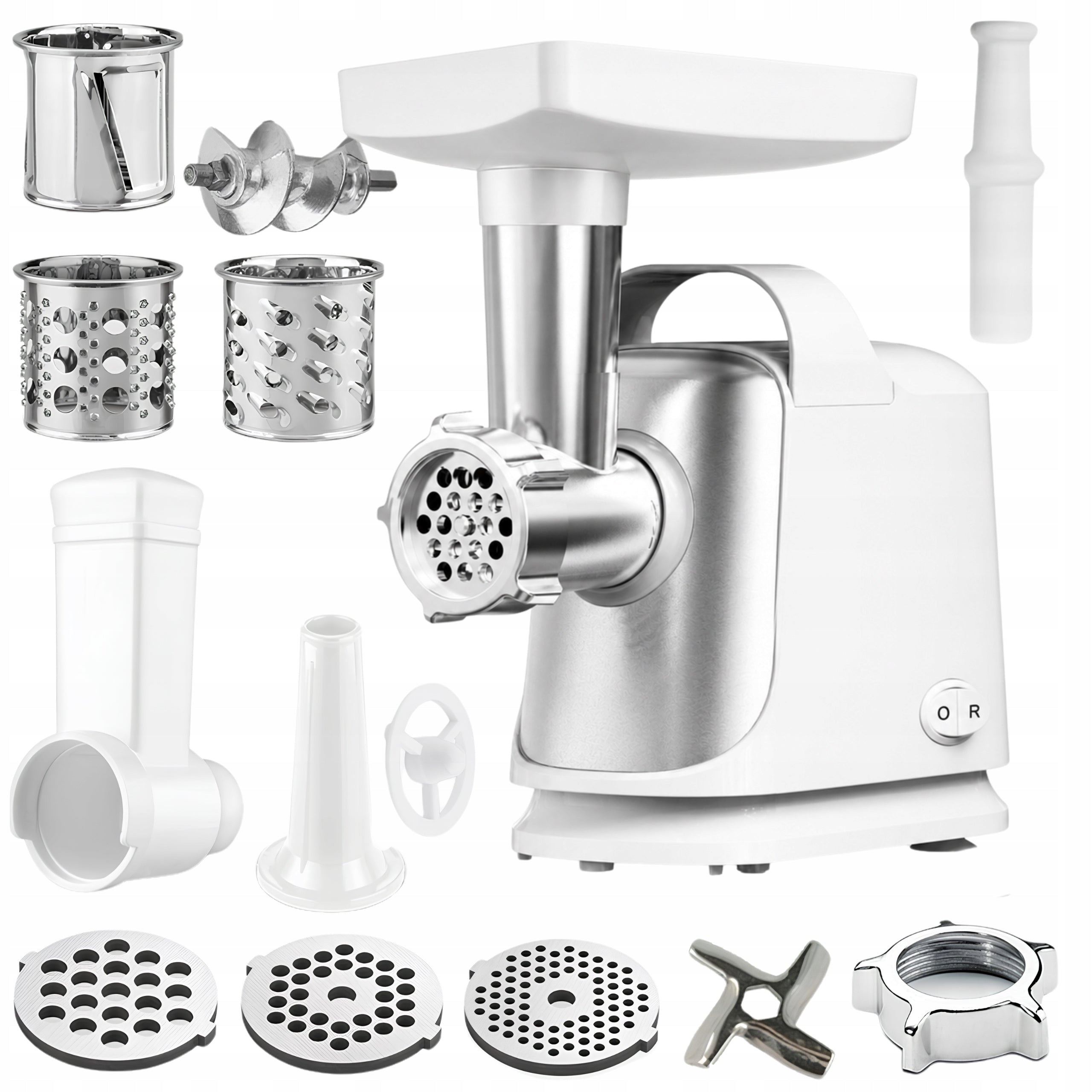 SAUSAGE MEAT GRINDER 3 SIEVES + SHREDDER REVERSE POWER 1300W