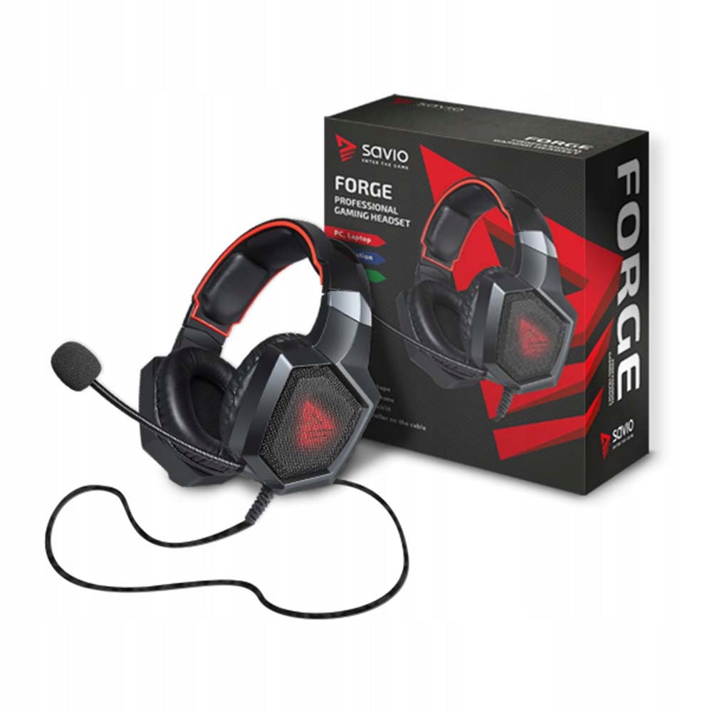 SAVIO Forge On-Ear Gaming Headphones Microphone, Stereo, LED Backlight Manufacturer code SAVGH-FORGE