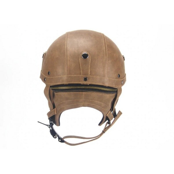 SAYGOT LEATHER MOTORCYCLE HELMET ZENGEN KCO WITH VINTAGE GOGGLES size.S. Manufacturer no brand