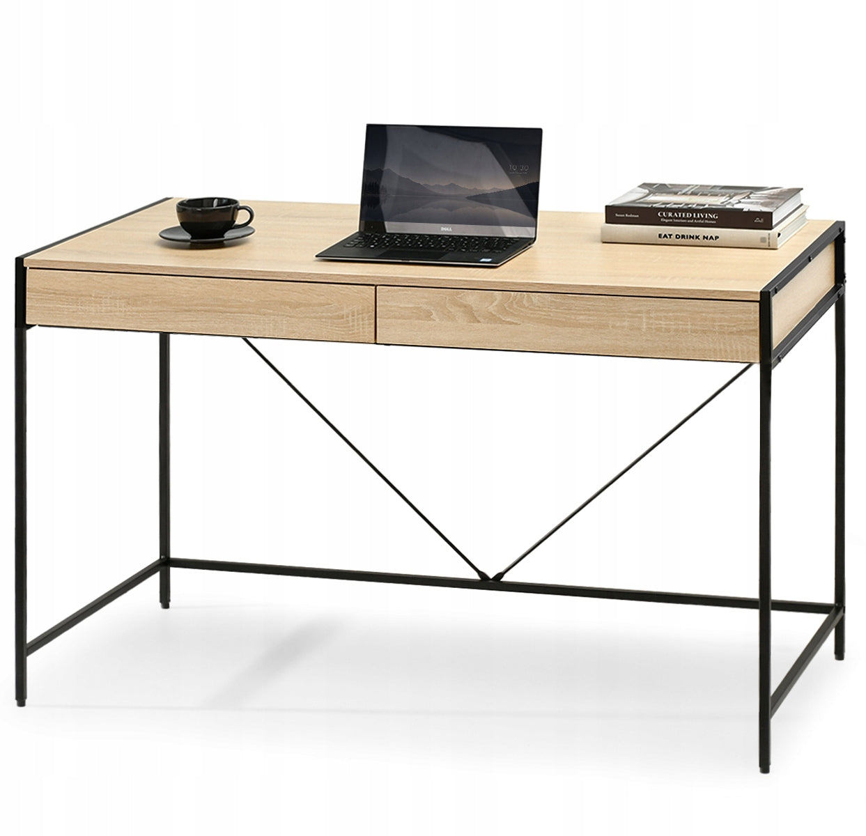 SCANDINAVIAN PRACTICAL DESK UNIF SONOMA OAK BLACK FOR HOME OFFICE
