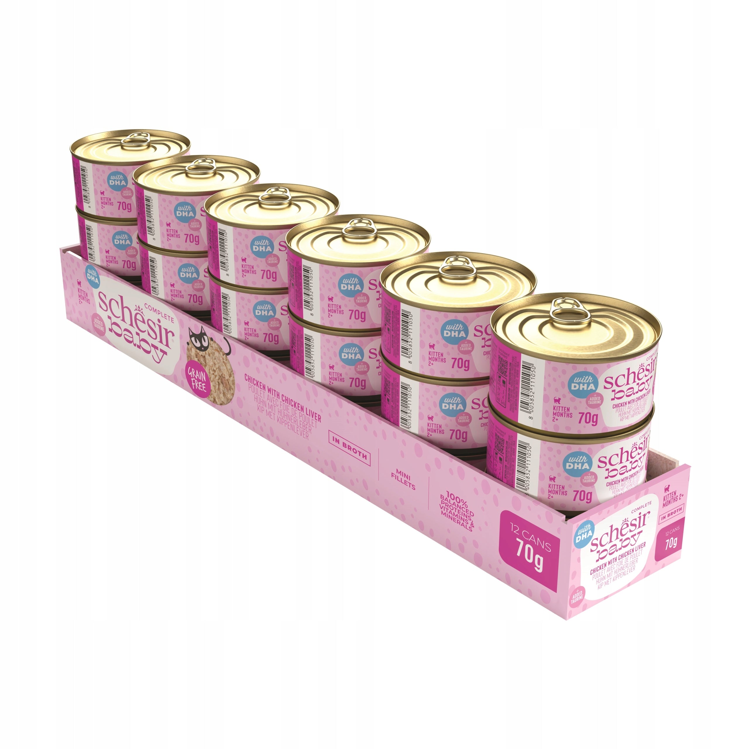 SCHESIR Baby Wet Cat Food CHICKEN with Liver Can 70g Feed type sugar-free grain-free