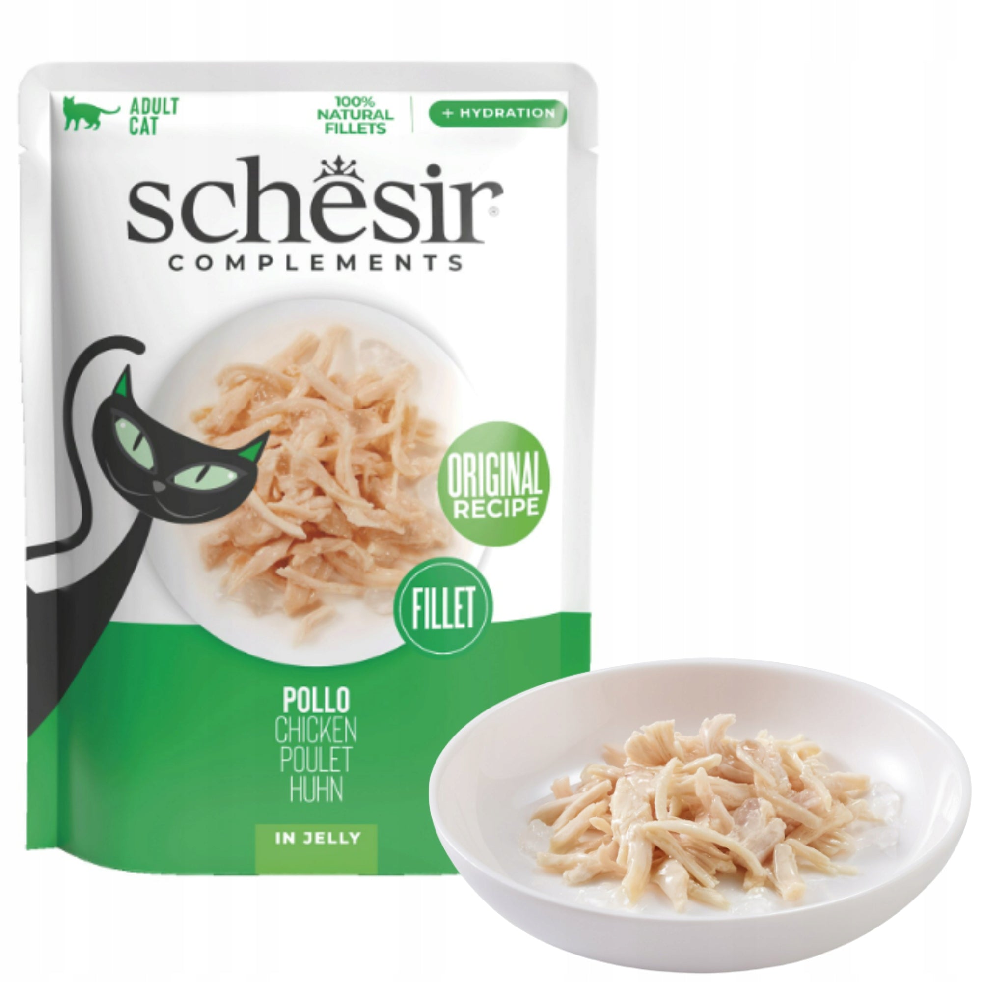 SCHESIR Complements wet cat food chicken in jelly Sachet 70g Packaging type sachet