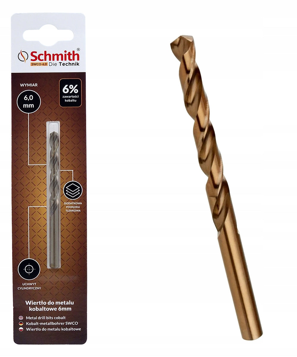 SCHMITH Cobalt cast iron steel metal drill bit 6 mm 1 pc SWCO-6,0