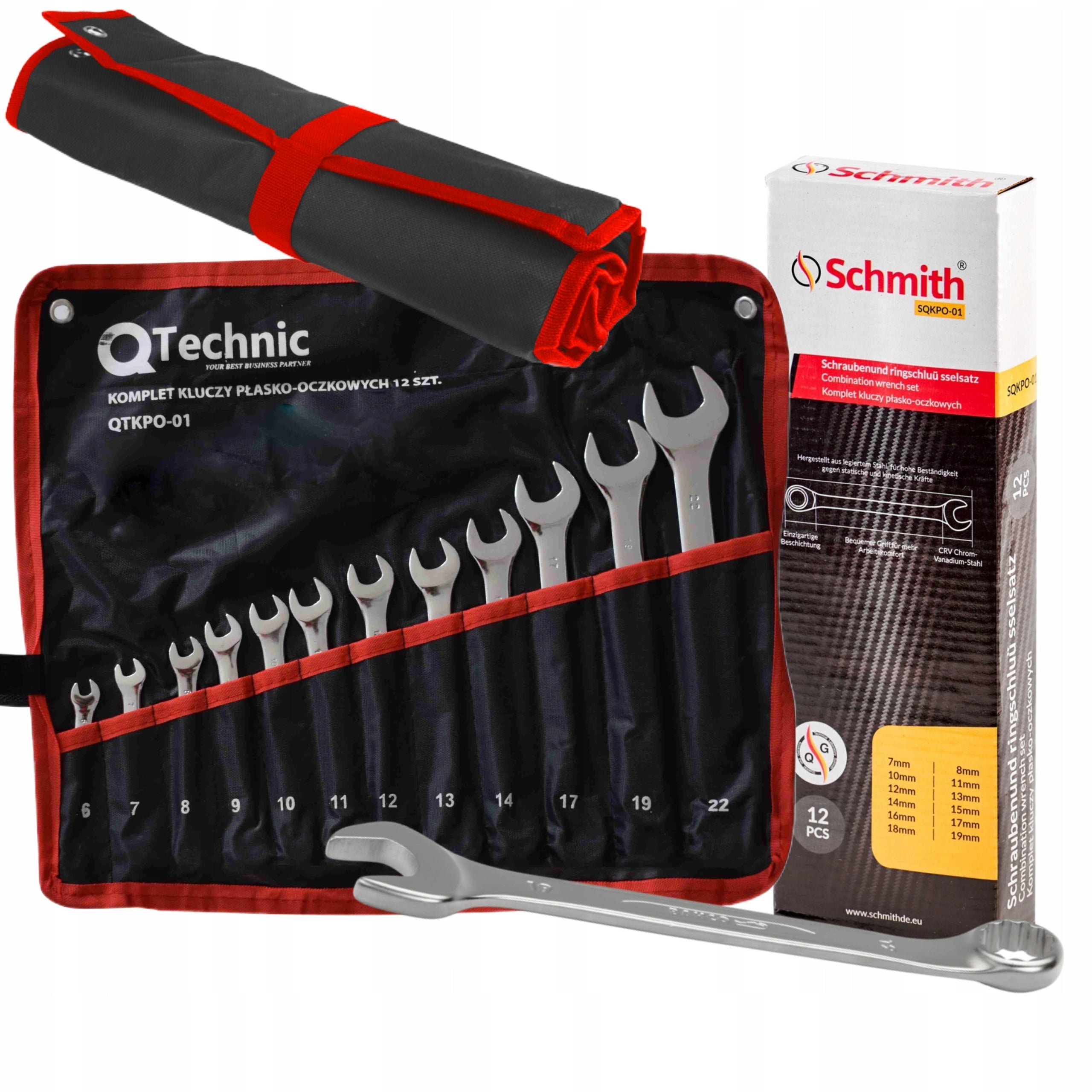 SCHMITH SET FLAT EYE WRENCHES SET 6-22 mm 12pcs SHEET