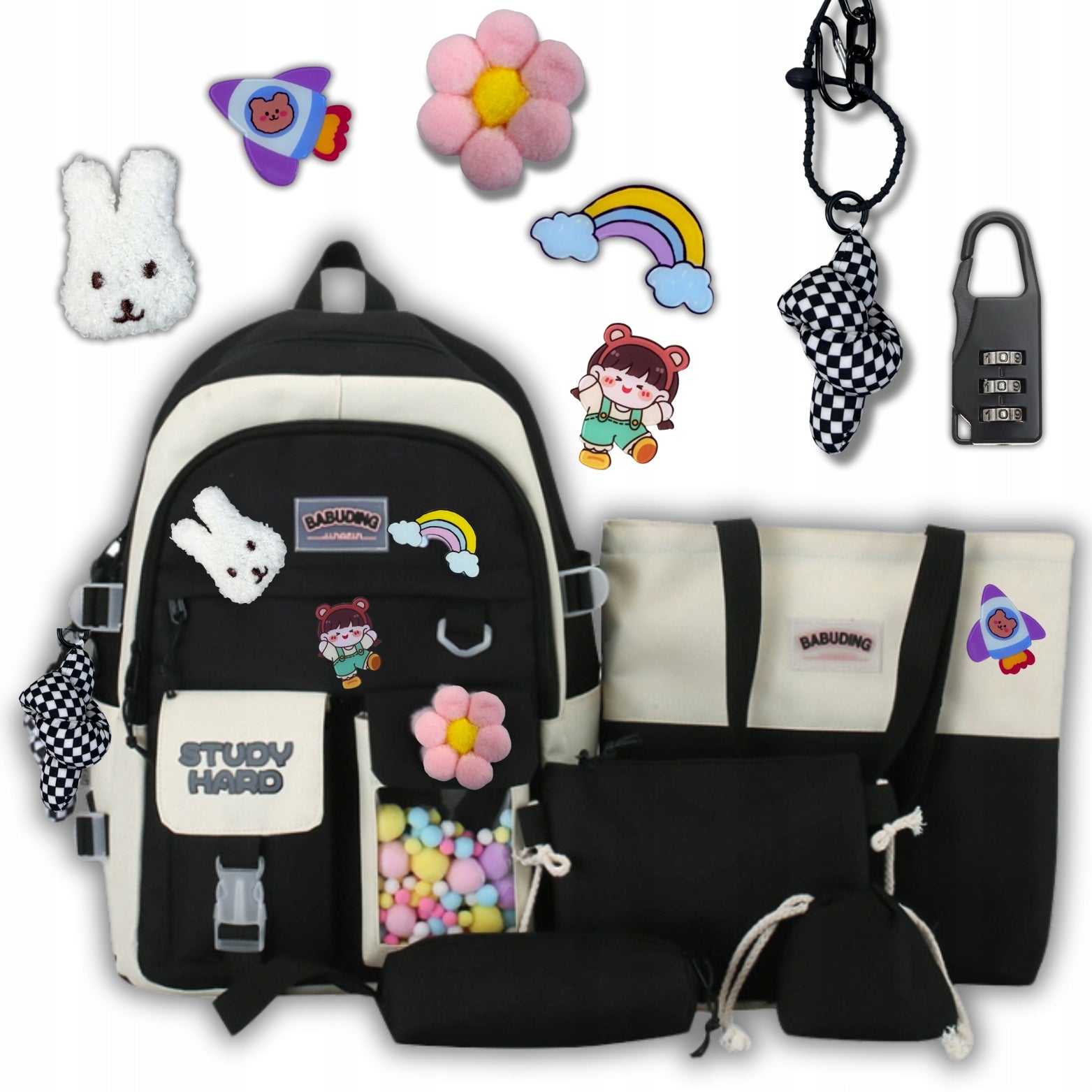 SCHOOL BACKPACK A4 YOUTH FOR PENCIL CASE GIRLS GR LARGE SET 5in1 Brand Bergens
