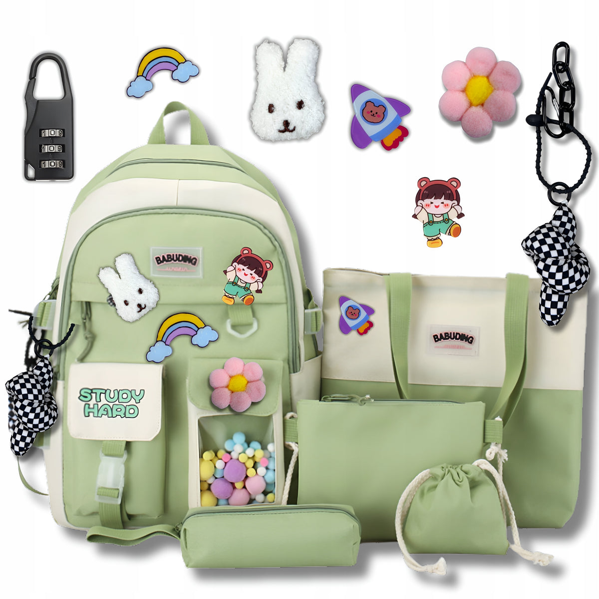 SCHOOL BACKPACK A4 YOUTH FOR PENCIL CASE GIRLS GR LARGE SET 5in1