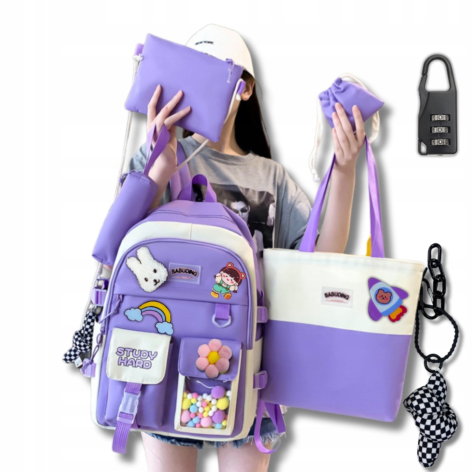 SCHOOL BACKPACK A4 YOUTH + PENCIL CASE GIRLS FL LARGE SET 5in1 Manufacturer code PLECAK MŁODZIEŻOWY DLA DZIEWCZYNKI ZESTAW