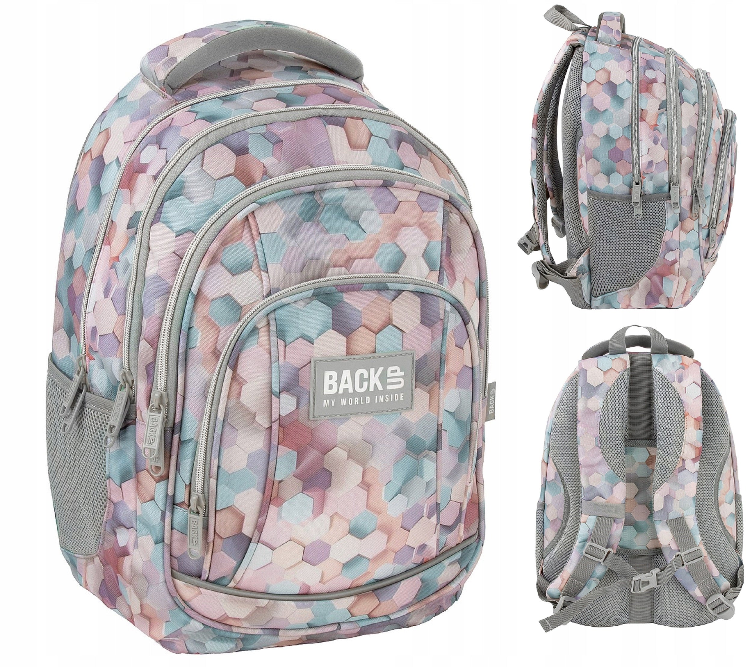 SCHOOL BACKPACK BACKUP 26L MULTI-CHAMBER GEOMETRIC BEIGE A13