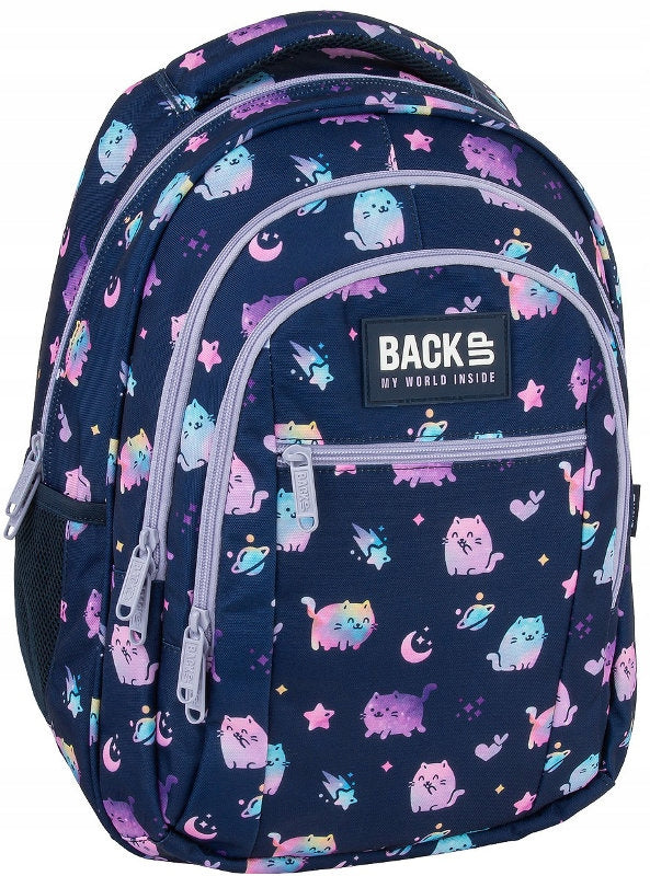SCHOOL BACKPACK BACKUP 26L MULTI-CHAMBER SPACE KITTENS STARS O25 Packaging status original