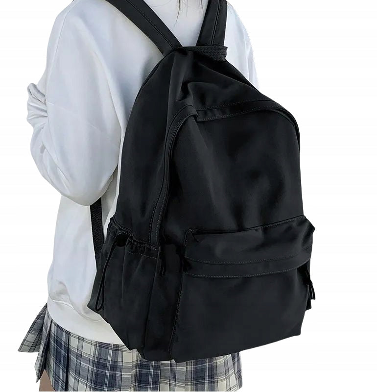 SCHOOL BACKPACK BLACK CLASSIC BASIC WATERPROOF