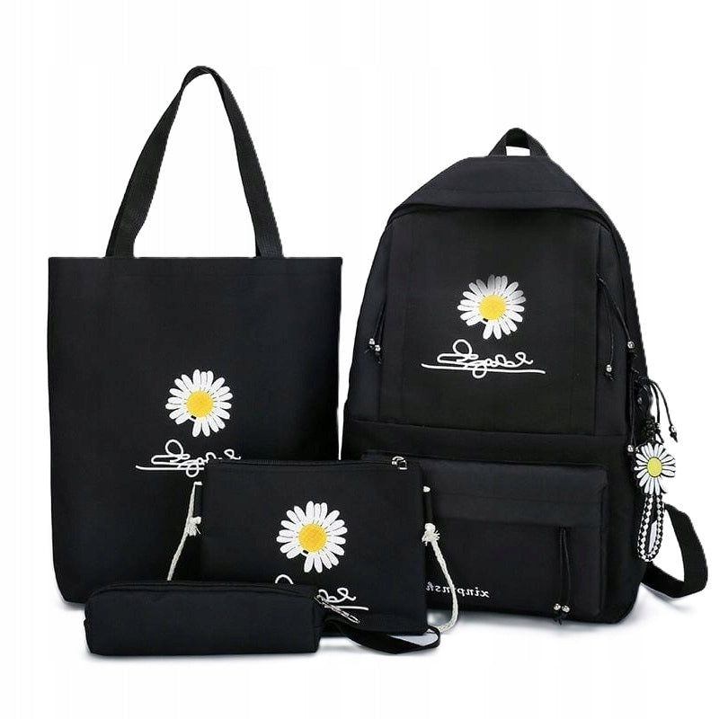 SCHOOL BACKPACK BLACK SET 4IN1 BAG PENCIL CASE DAISY TERRAMODA Manufacturer code 09876TM