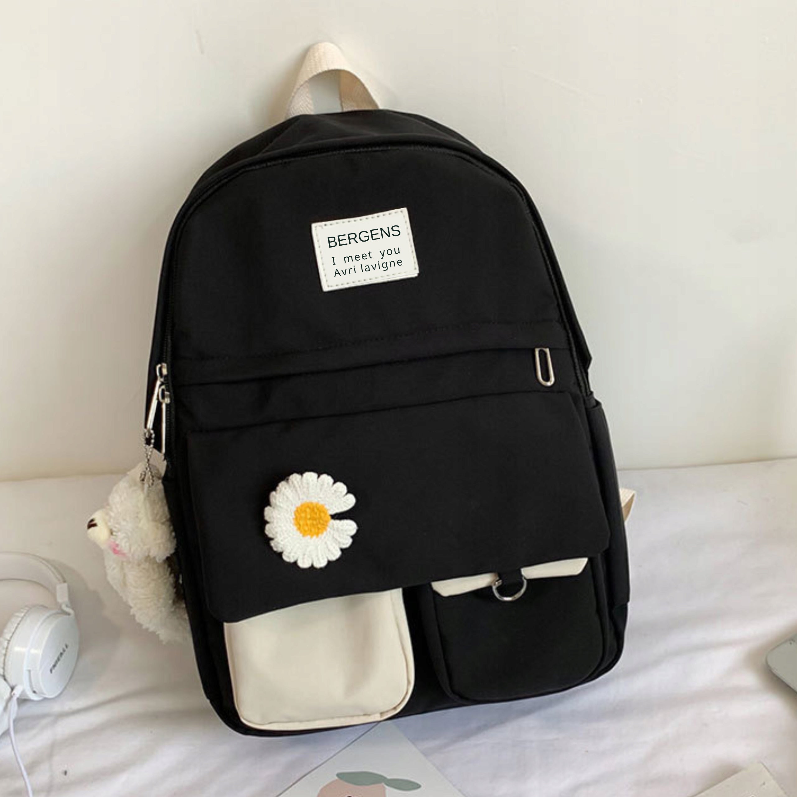 SCHOOL BACKPACK BLACK YOUTH LUNCH BOX PENCIL CASE FOR SCHOOL SET KW1 Brand Bergens