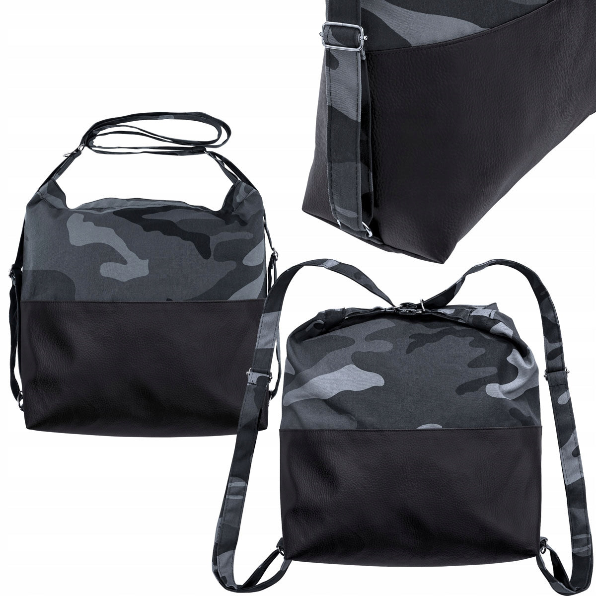 SCHOOL BACKPACK CAMO GREY 32x42 cm ECO LEATHER BAG BACKPACK Eco-friendly Brand Allbag