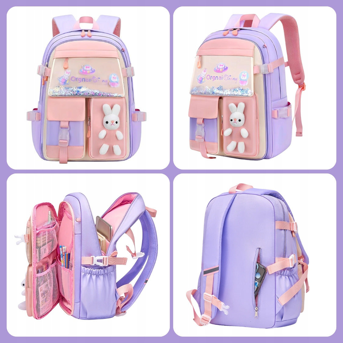 SCHOOL BACKPACK CHILDREN'S SATCHEL FOR GIRLS LARGE PINK 1-3 Brand MEMFLOW