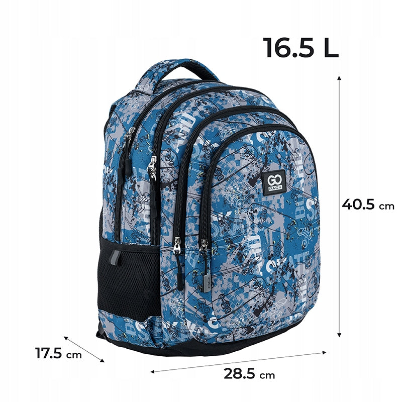 SCHOOL BACKPACK FOR BOY BLUE PATTERNS GoPack Brand GoPack