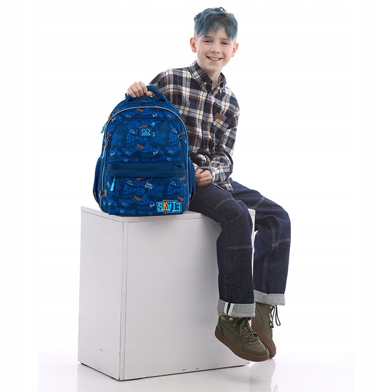 SCHOOL BACKPACK FOR BOYS BLUE SKATE GoPack Brand GoPack