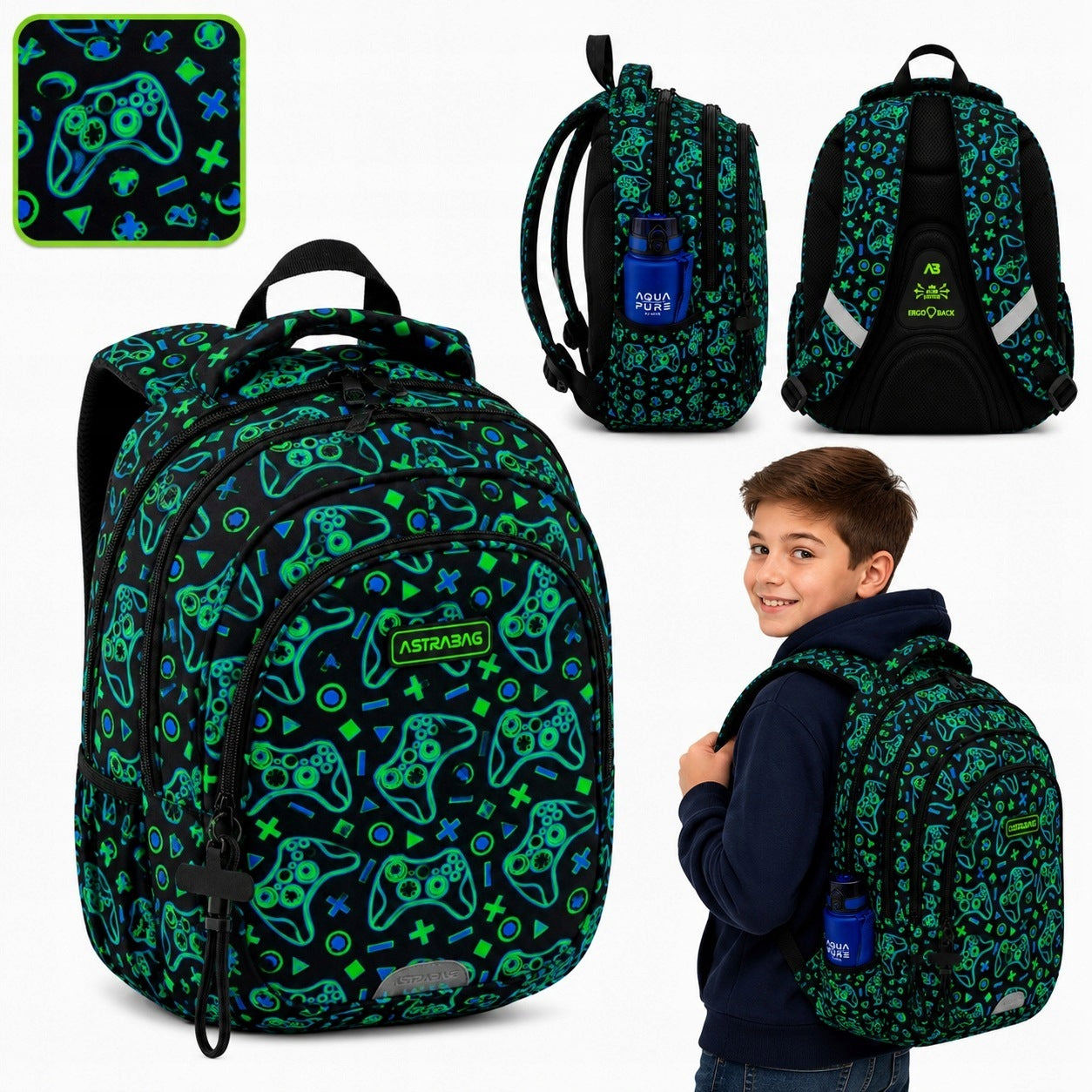 SCHOOL BACKPACK FOR BOYS YOUTH PADS 27L CLASS 1-3 LARGE | ASTRABAG