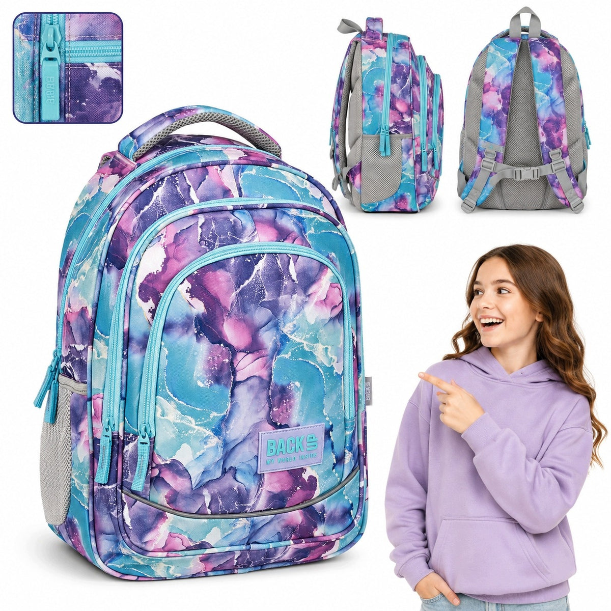SCHOOL BACKPACK FOR GIRLS 26L FANTASY CLASS 1-3 | BACKUP