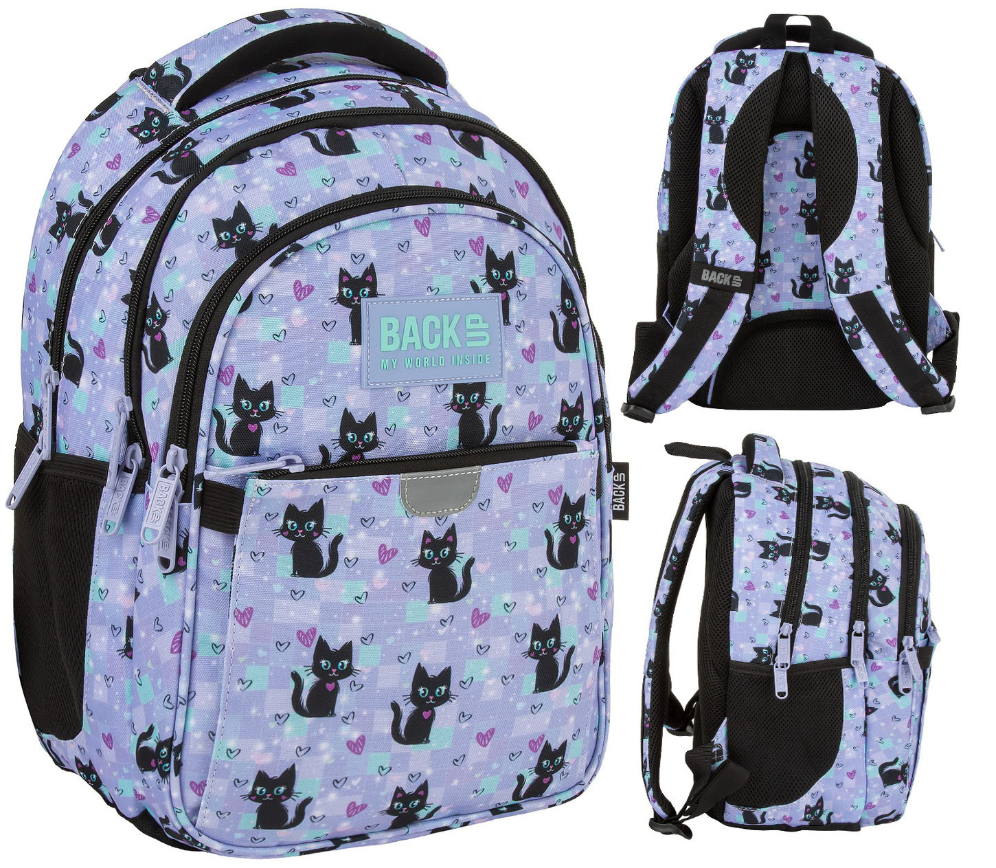 SCHOOL BACKPACK FOR GIRLS BACKUP P16 MAGIC CATS CLASS 1 - 3