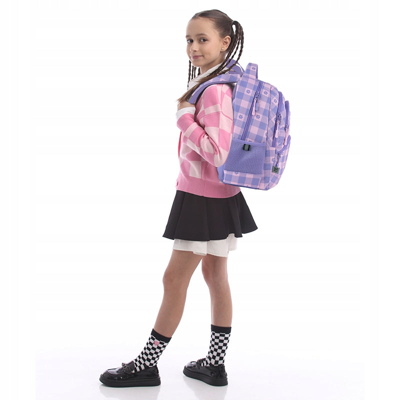 SCHOOL BACKPACK FOR GIRLS CHECKERED PURPLE GoPack Manufacturer code GO25-175M-4