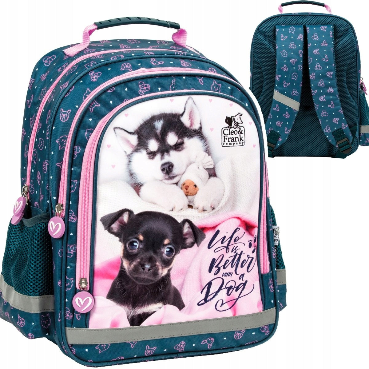 SCHOOL BACKPACK FOR GIRLS CLEO AND FRANK DOGS