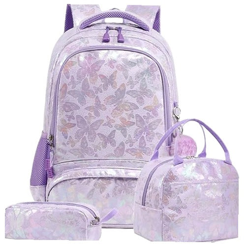 SCHOOL BACKPACK FOR GIRLS CORDUROY BUTTERFLIES WATERPROOF ERGONOMIC