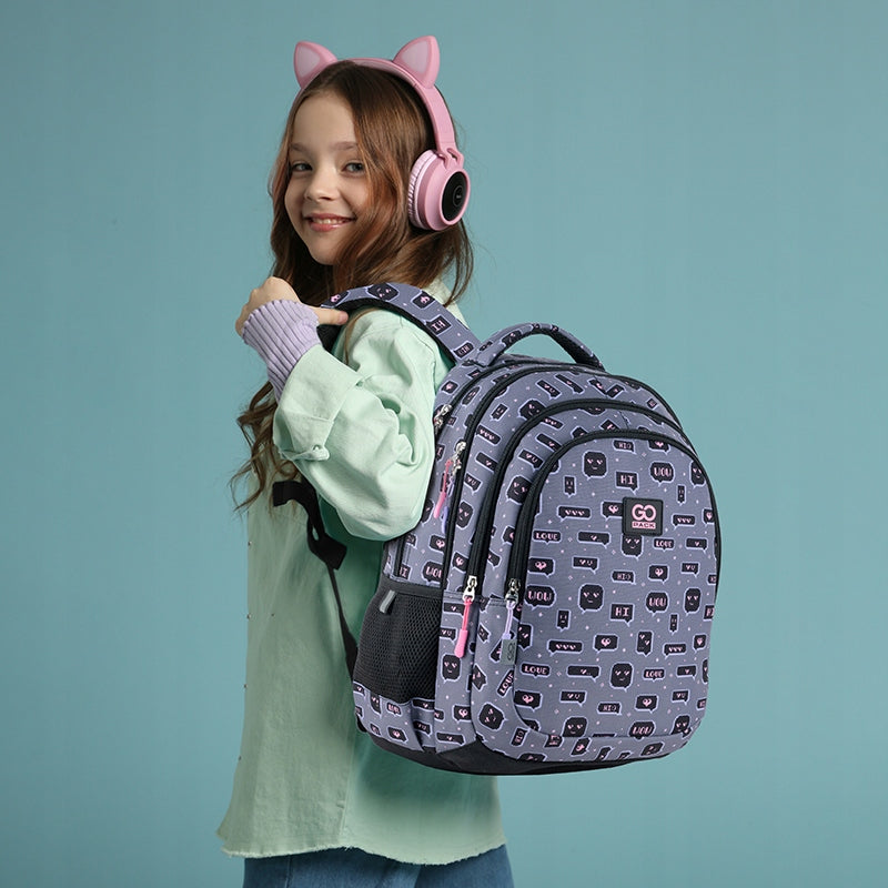 SCHOOL BACKPACK FOR GIRLS GREY GoPack Manufacturer code GO24-162M-6