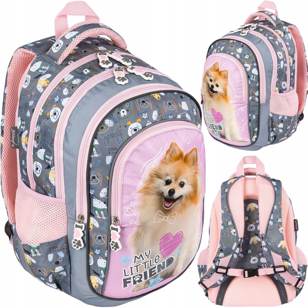 SCHOOL BACKPACK FOR GIRLS MULTI-CHAMBER DOG MY LITTLE FRIEND PUPPY