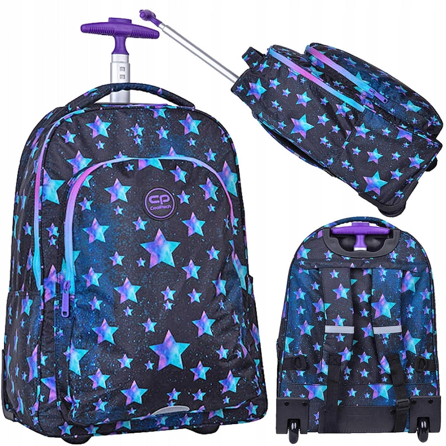 SCHOOL BACKPACK FOR GIRLS ON WHEELS STARS GALAXY