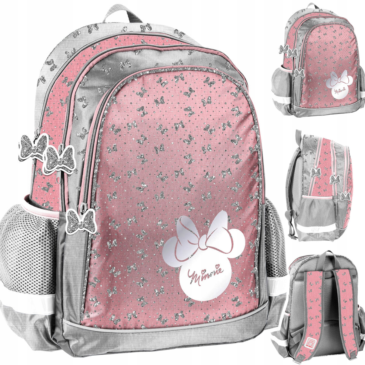 SCHOOL BACKPACK FOR GIRLS PINK 3 COMPARTMENT 18 LITERS MOUSE MINNIE