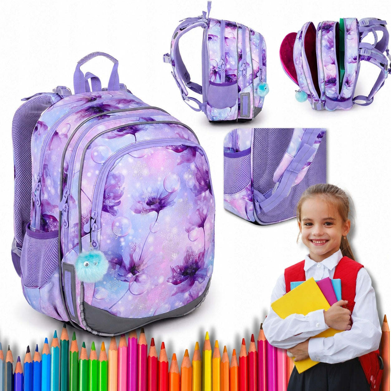 SCHOOL BACKPACK FOR GIRLS TOPGAL ELLY 24050 LIGHT PURPLE A4 23 L