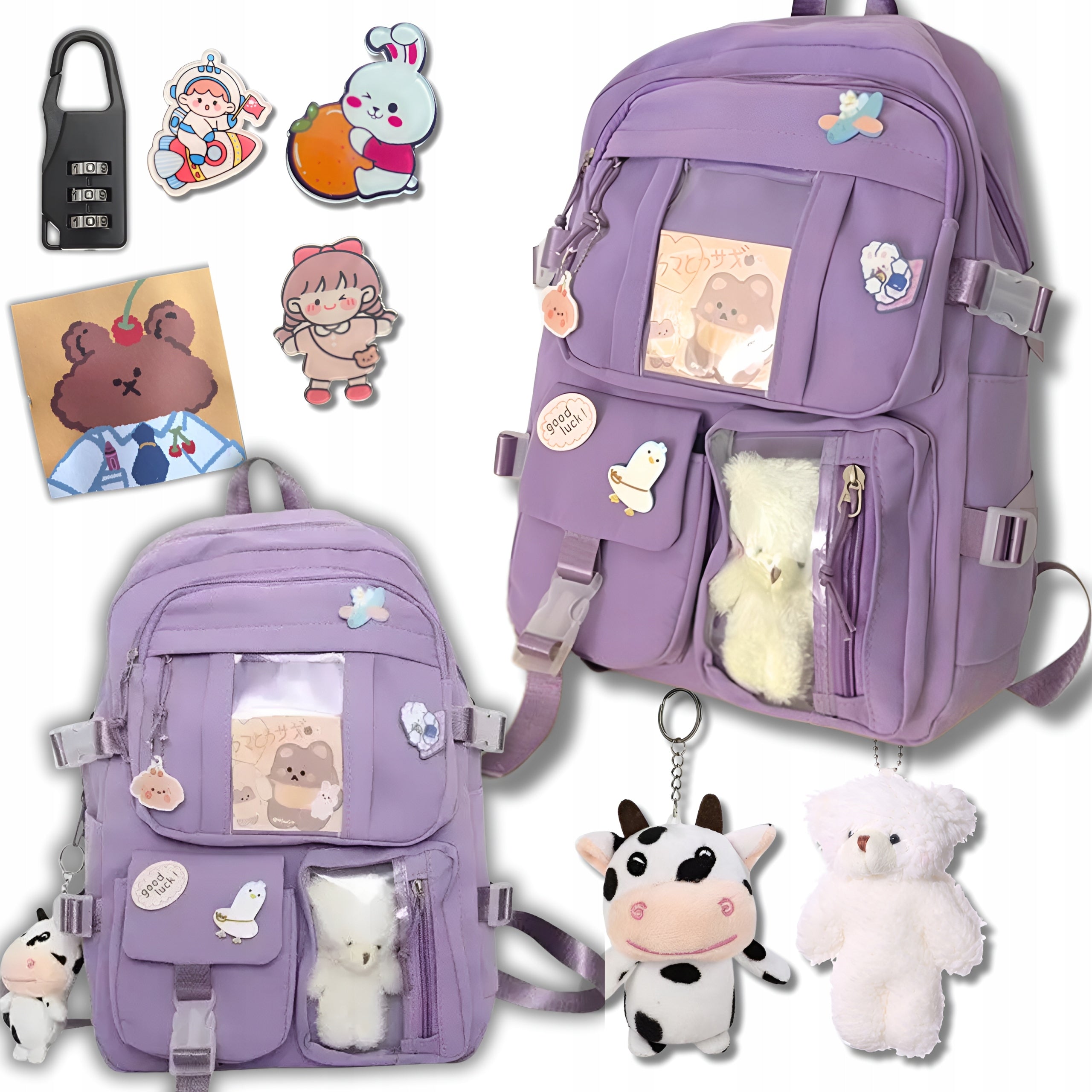 SCHOOL BACKPACK FOR SCHOOL FOR YOUTH KEYCHAIN PADLOCK FL BEAR SET